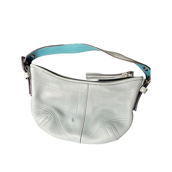 Coach Small Hobo Bag Light Mint Green Purse Pebbled Leather Zip Buckle Y2K #3225 - Picture 2 of 5